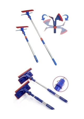 Teleskopik Mikrofiber Çift Taraflı Cam Silme Aparatı Çekçekli Silecek Pratik Teleskobik Silici