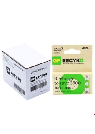 GP Recyko 650 Mah R03 AAA Şarj Edilebilir 2'li İnce Kalem Pil