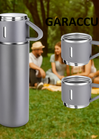 Microcase AL3678 Mavi 3 Bardaklı Paslanmaz Çelik 500 ml Sıcak Soğuk Tutan Çay Kahve Su Termosu