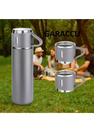 Microcase AL3678 Mavi 3 Bardaklı Paslanmaz Çelik 500 ml Sıcak Soğuk Tutan Çay Kahve Su Termosu