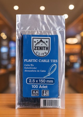 Zenith 2,5x100 mm 100 Adet Siyah Kablo Bağı Plastik Cırt Kelepçe