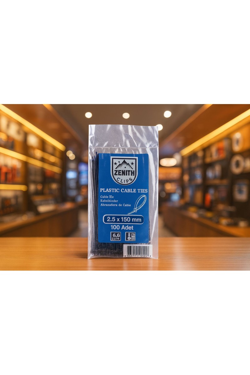Zenith 2,5x100 mm 100 Adet Siyah Kablo Bağı Plastik Cırt Kelepçe