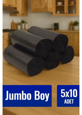  Çöp Torbası Jumbo Boy 10’lu 5 Rulo Kalın 80x110 Çöp Taşıma Taşınma Nakliye Poşeti