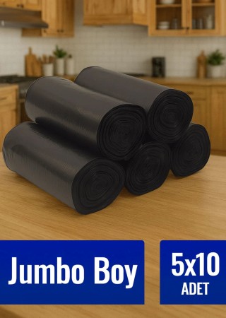  Çöp Torbası Jumbo Boy 10’lu 5 Rulo Kalın 80x110 Çöp Taşıma Taşınma Nakliye Poşeti