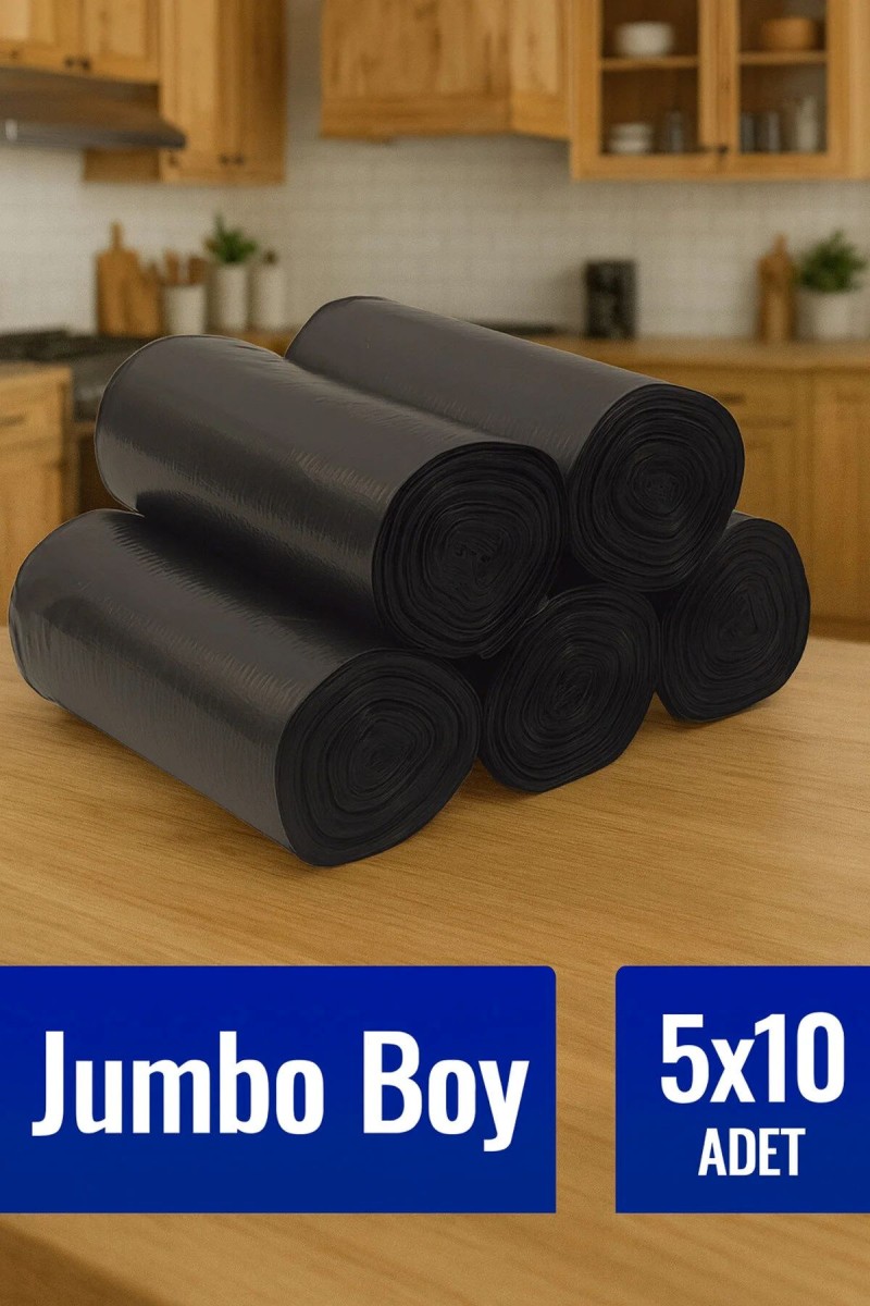 Çöp Torbası Jumbo Boy 10’lu 5 Rulo Kalın 80x110 Çöp Taşıma Taşınma Nakliye Poşeti