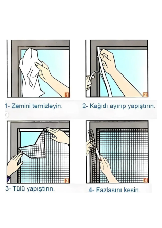 150x130 Cm Dayanıklı Cırt Bantlı Pencere Sinek Önleyici Kovucu Sineklik Perdesi