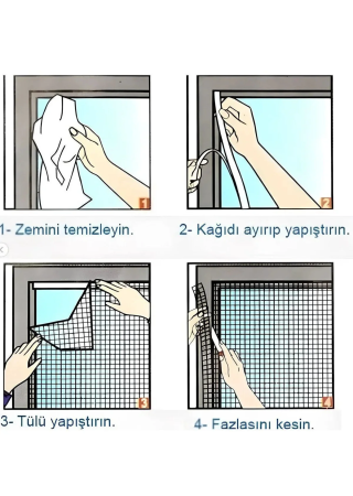 150x130 Cm Dayanıklı Cırt Bantlı Pencere Sinek Önleyici Kovucu Sineklik Perdesi