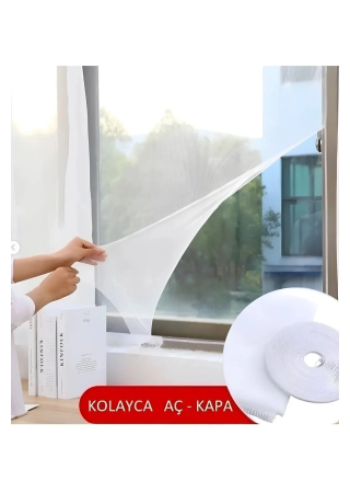  Dayanıklı Kolay Kullanım Yapışkanlı Cırt Cırtlı Tek Kanat Pencere Sineklik - 75x125
