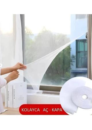 Dayanıklı Kolay Kullanım Yapışkanlı Cırt Cırtlı Tek Kanat Pencere Sineklik - 75x125