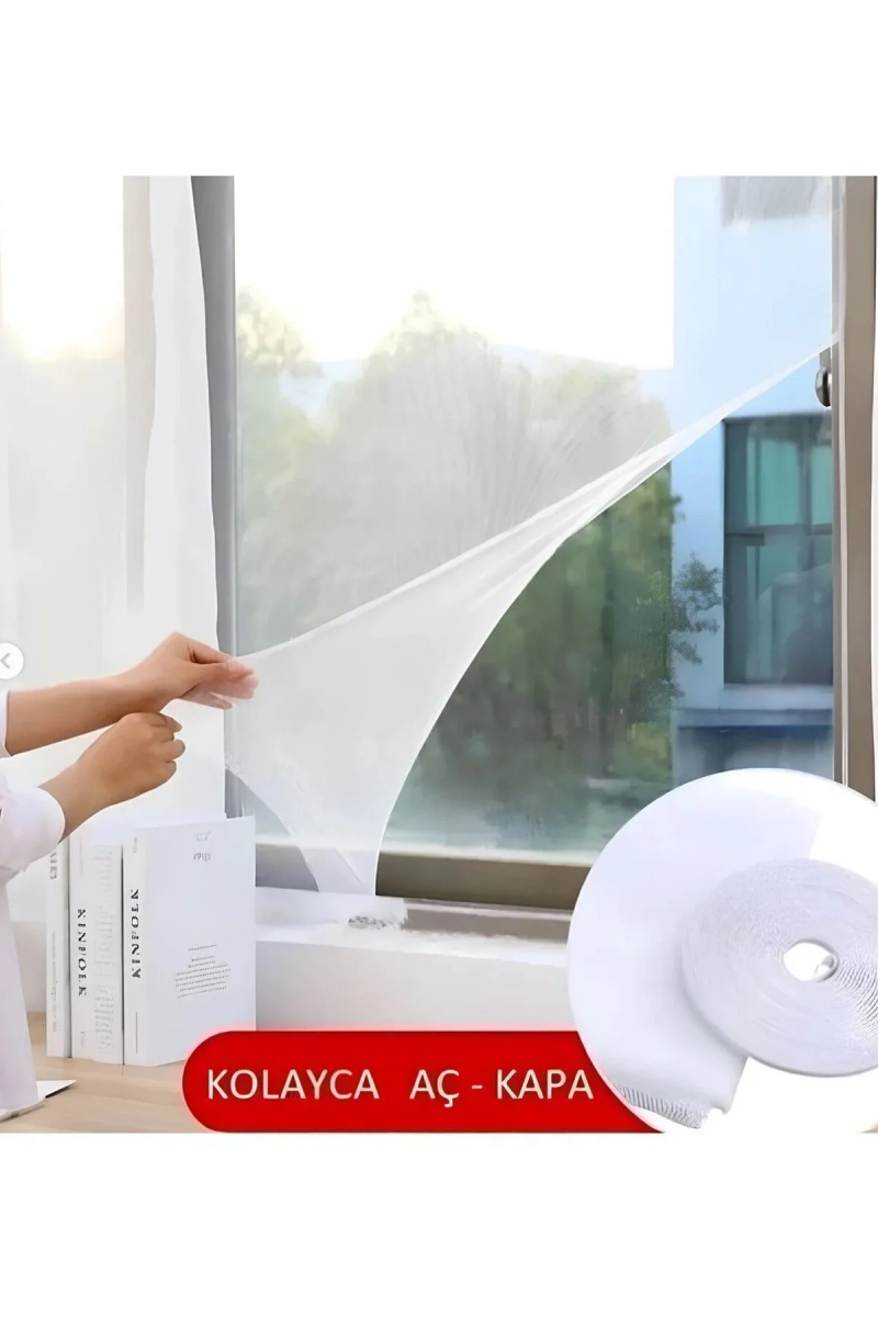  Dayanıklı Kolay Kullanım Yapışkanlı Cırt Cırtlı Tek Kanat Pencere Sineklik - 75x125