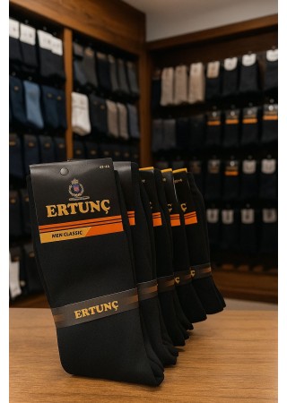 Erkek Ertunç 12'li Siyah  Uzun Çorap