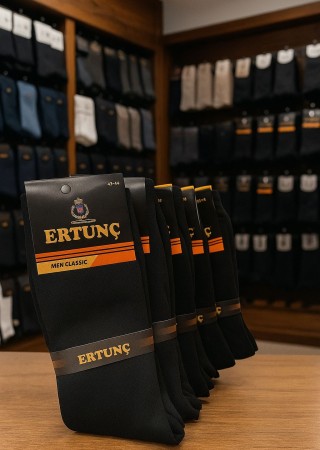 Erkek Ertunç 12'li Siyah  Uzun Çorap