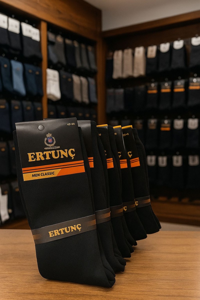 Erkek Ertunç 12'li Siyah  Uzun Çorap