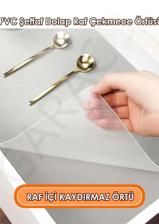Kaliteli Pvc Şeffaf Kaydırmaz Dolap Çekmece Buzdolabı İçi Kaymaz Kaydırmaz Raf Örtüsü 1 Metre