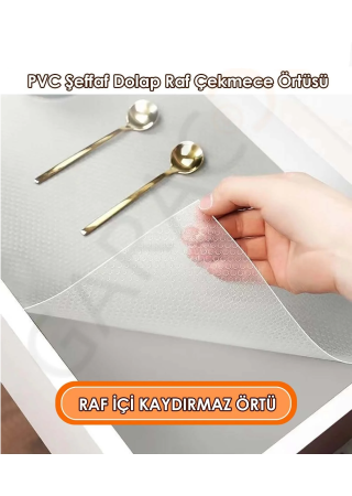 45 cm x 5 Metre Kaymaz Dolap Içi Çekmece Raf Örtüsü Kaydırmaz Raf Örtüsü - Beyaz