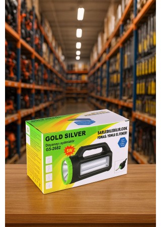 Gold Silver GS-2682 5W Led Şarj Edilebilir Çok Fonksiyonlu El Feneri