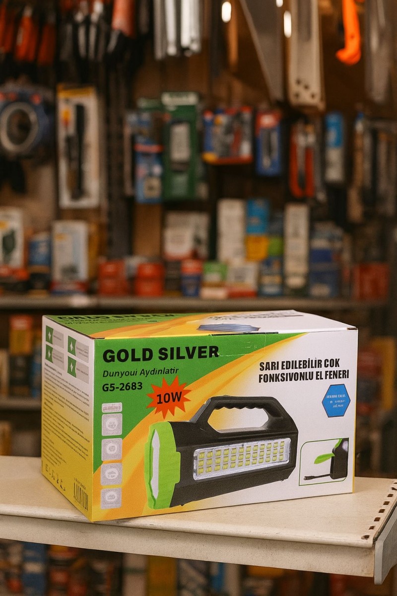 Gold Silver GS-2683 10W Led Şarj Edilebilir Çok Fonksiyonlu El Feneri