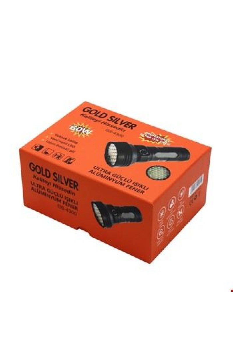 Fener Gold Silver Şarjlı 60 W Ledli Ultra Güçlü Alüminyum  GS4300 