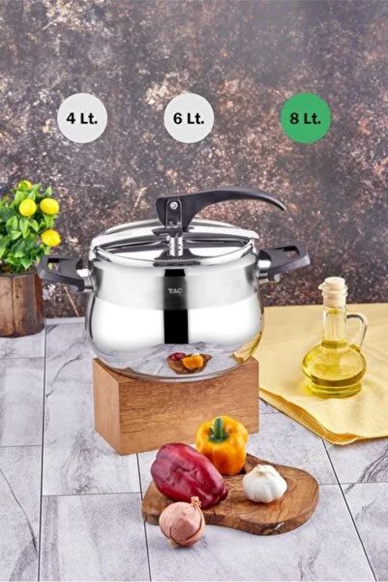 Taç Bengü Pro 8 lt Siyah Çelik Düdüklü Tencere