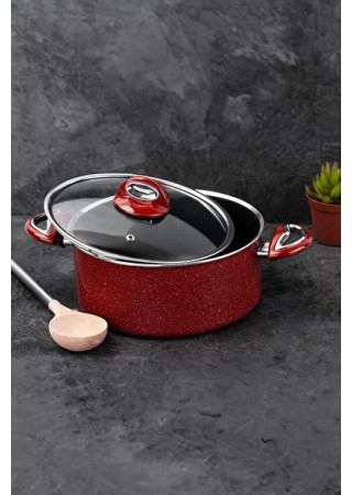 Taç Granit 30 cm Kırmızı Granit Basık Tencere