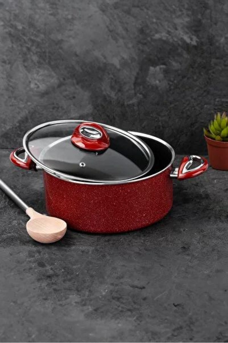 Taç Granit 30 cm Kırmızı Granit Basık Tencere