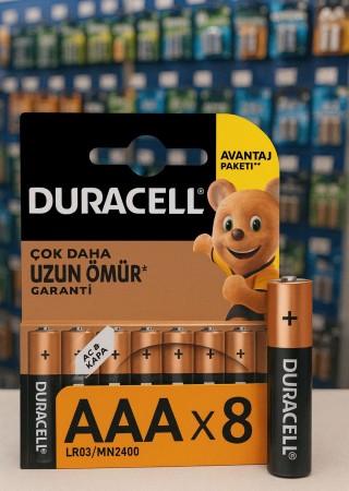 Duracell LR03-MN2400 8'li Alkalin AAA İnce Kalem Pil