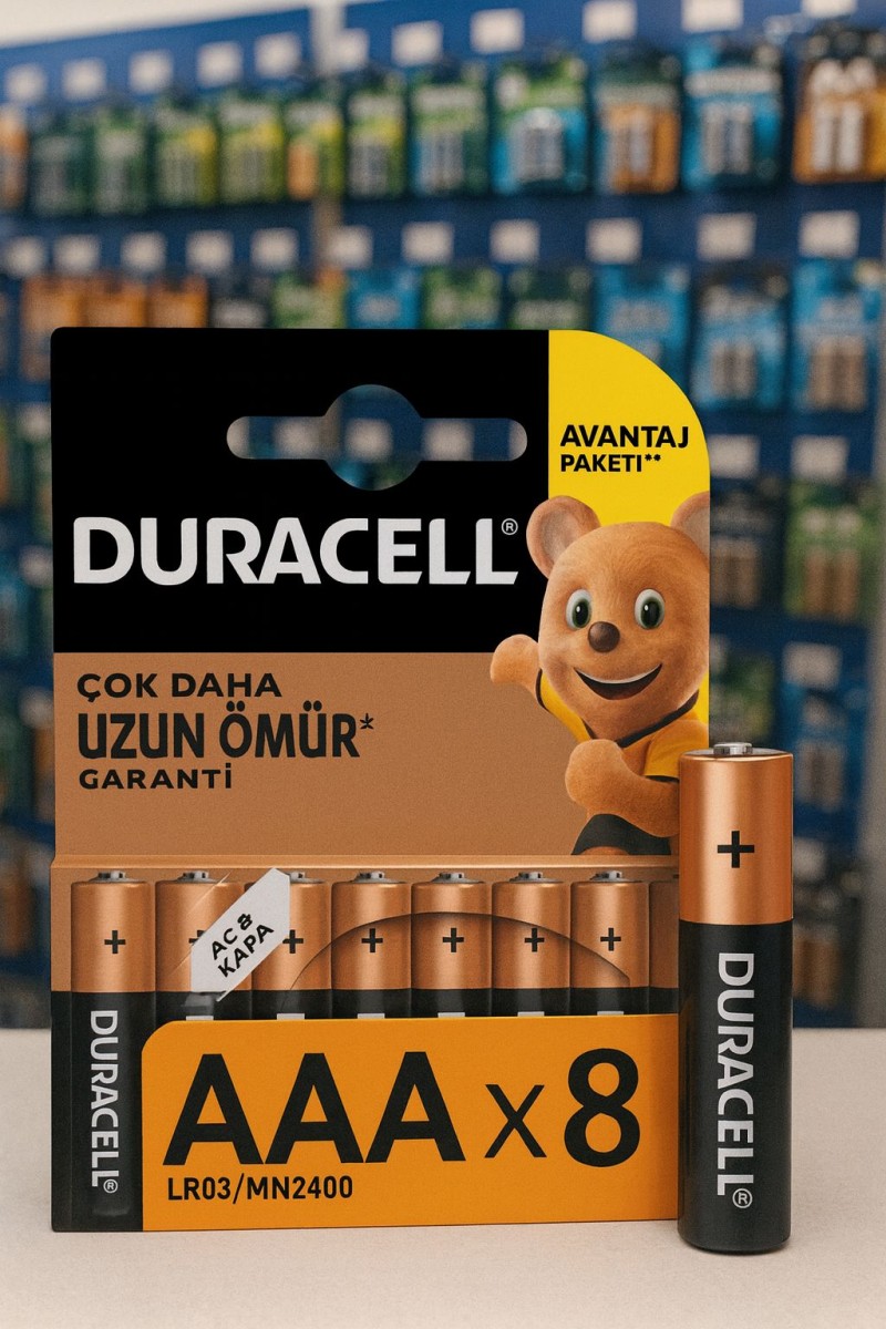 Duracell LR03-MN2400 8'li Alkalin AAA İnce Kalem Pil