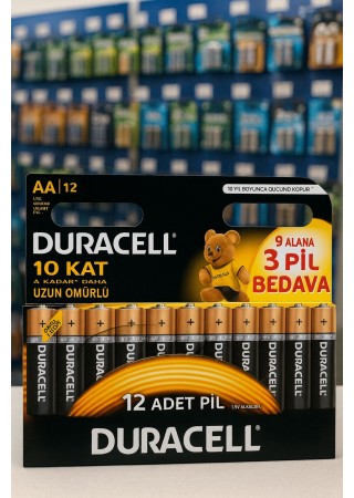 Duracell Alkalin AA 12'li Kartela Kalem Pil