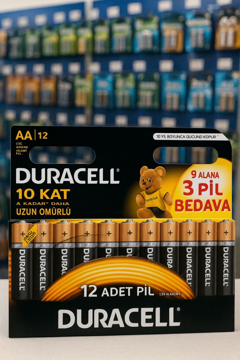 Duracell Alkalin AA 12'li Kartela Kalem Pil