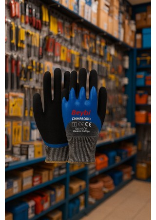 Beybi  Nitril Double Mikro Kaplı Mavi Siyah Eldiven NO:10