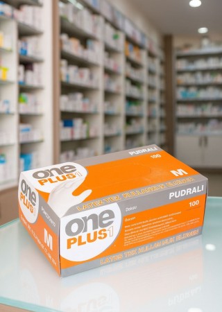 Oneplus Eldiven  Muayene Latex Beyaz  M- Medium Pudralı