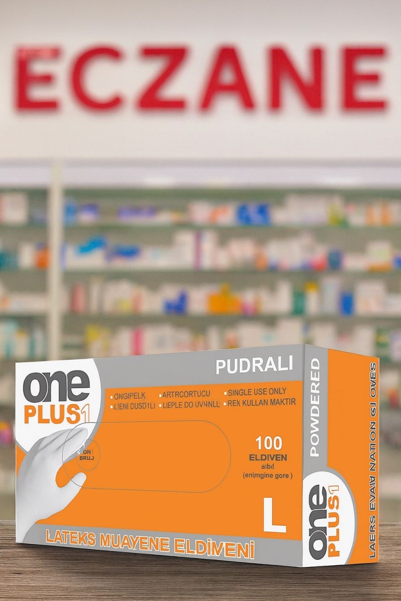 Oneplus Eldiven  Muayene Latex Beyaz  L - Large Pudralı
