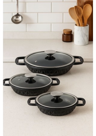 Taç TAC-8029 Bella Döküm 18-20-22 cm 3'lü Siyah Sahan Seti