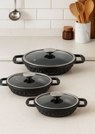 Taç TAC-8029 Bella Döküm 18-20-22 cm 3'lü Siyah Sahan Seti