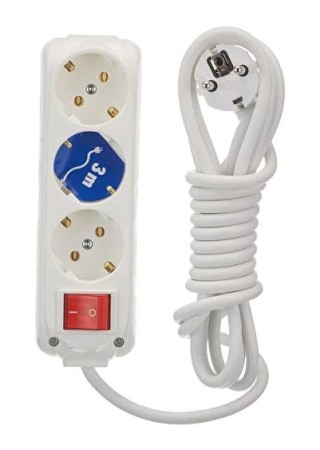 Almera 3'lü 3 m Anahtarlı Topraklı Priz