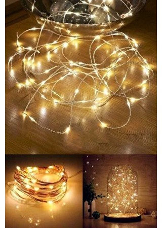 Buffer Sarı 5 m Peri Led Işık Pilli Aydınlatma Şerit Saçak Spot Süsleme