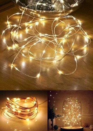 Buffer Sarı 5 m Peri Led Işık Pilli Aydınlatma Şerit Saçak Spot Süsleme