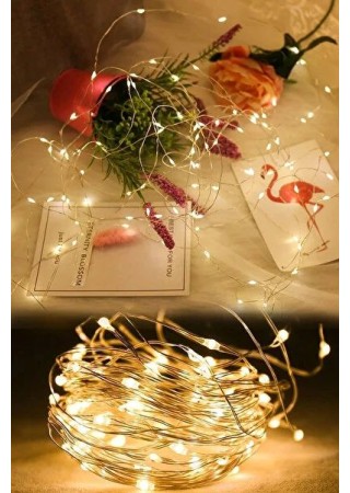 Buffer Sarı 5 m Peri Led Işık Pilli Aydınlatma Şerit Saçak Spot Süsleme