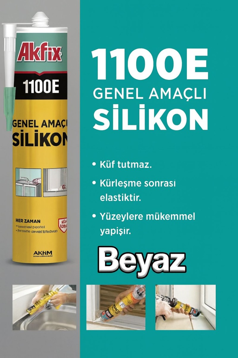Akfix 1100E 280 gr Beyaz Genel Amaçlı Silikon