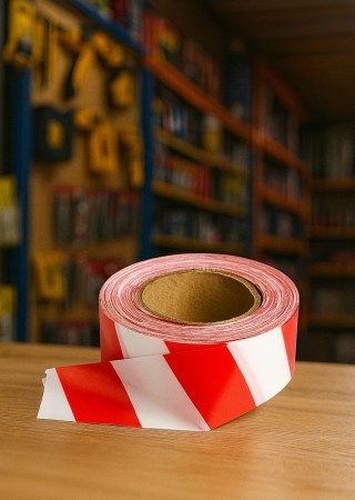 Katar Market Emniyet Şeridi Kırmızı Beyaz Küçük Boy İkaz Bantı