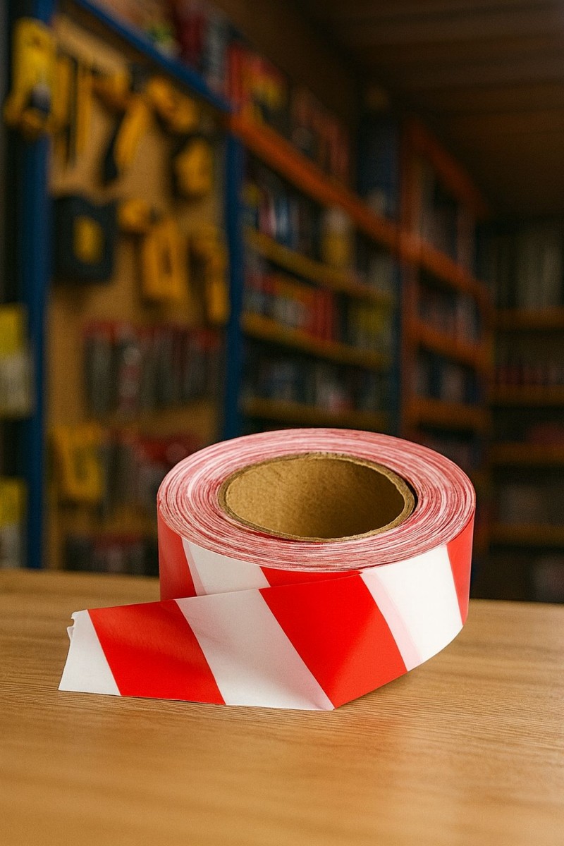 Katar Market Emniyet Şeridi Kırmızı Beyaz Küçük Boy İkaz Bantı