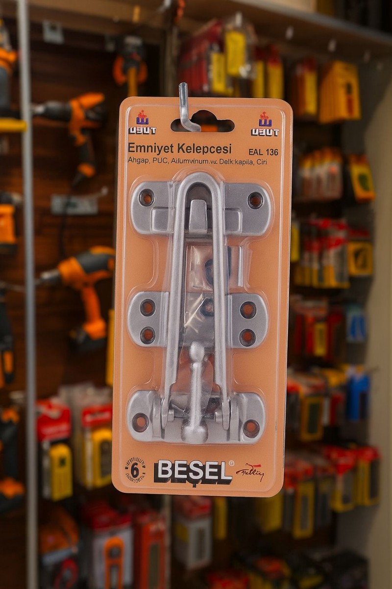 Kapı Emniyet Kelepçesi Beşel Sarı Krom ve Nikel 