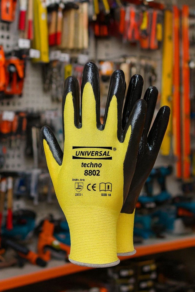 Universal Sarı Siyah Nitril NO 10 Eldiven