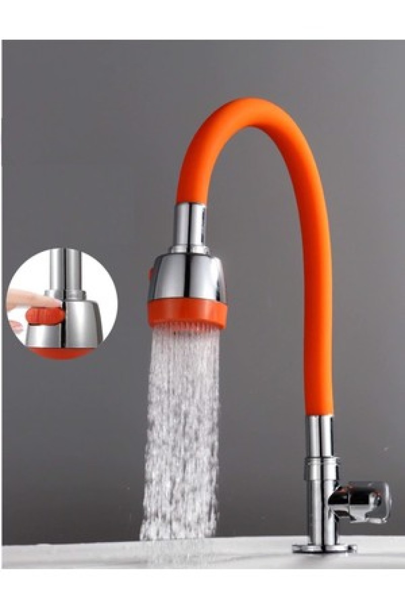 Xolo Mavi Kubar Oynar Başlıklı Spiral Üzeri Silikon Renkli Esnek Eviye Musluk Başlığı