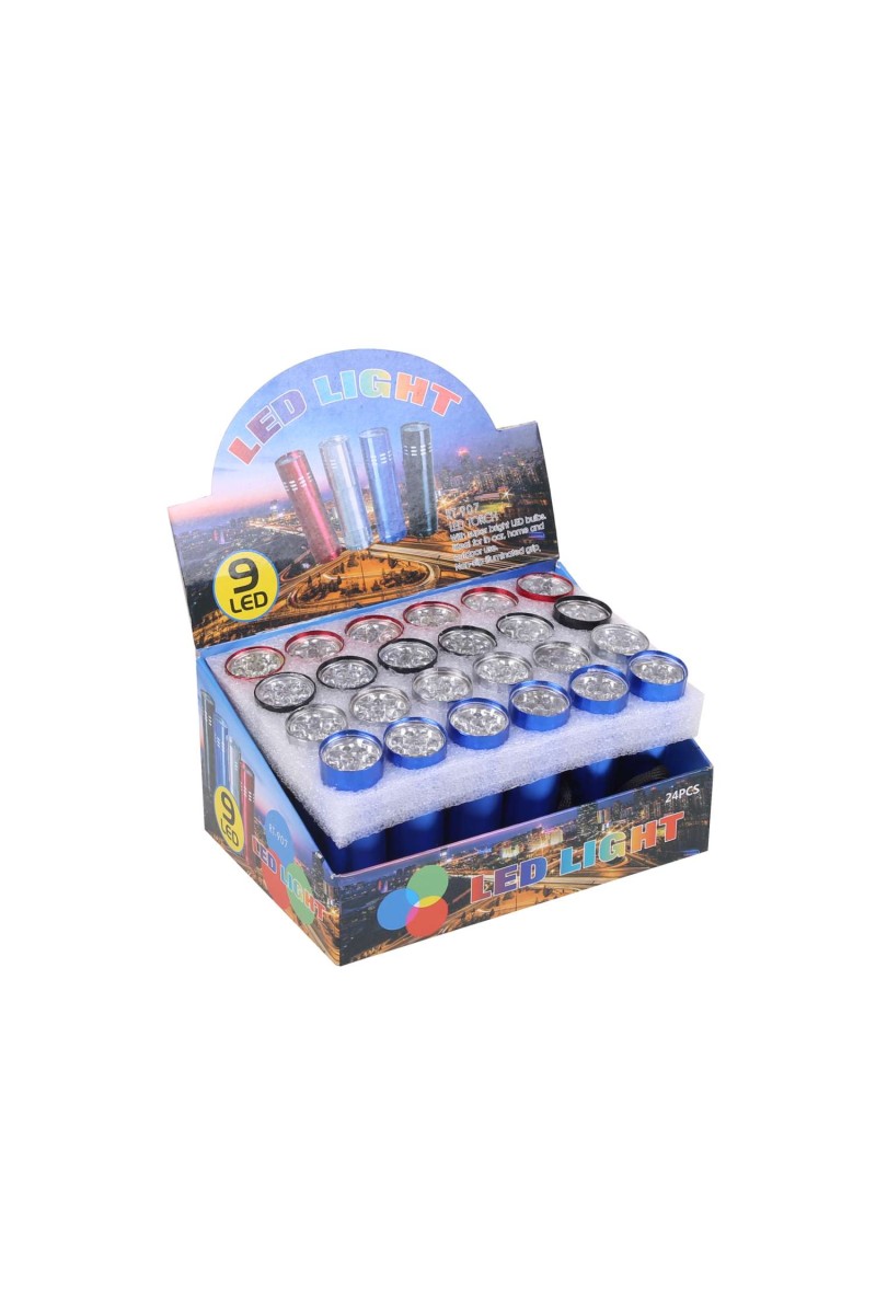 Süper Parlak 9 Ledli Metal Mini El Feneri