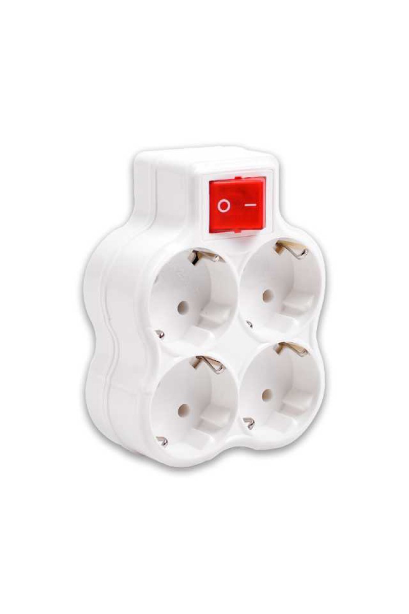 Topraklı Çoklu Fişli Grup Priz Anahtarlı 4 Lü Dörtlü