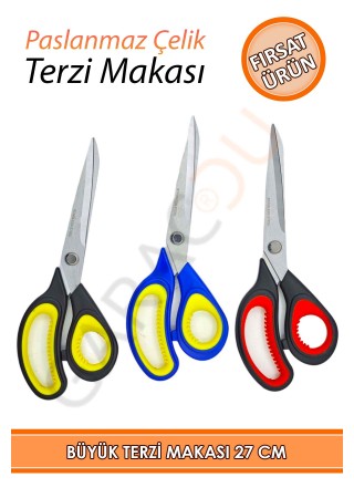 Paslanmaz Çelik Büyük Boy Keskin Terzi Makası 26,50 Cm 1 Adet - Renk Değişkenlik Gösterebilir