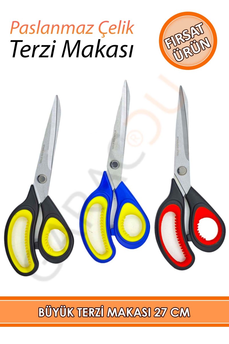Paslanmaz Çelik Büyük Boy Keskin Terzi Makası 26,50 Cm 1 Adet - Renk Değişkenlik Gösterebilir Paslanmaz Çelik Büyük Boy Keskin Terzi Makası 26,50 Cm 1 Adet - Renk Değişkenlik Gösterebilir