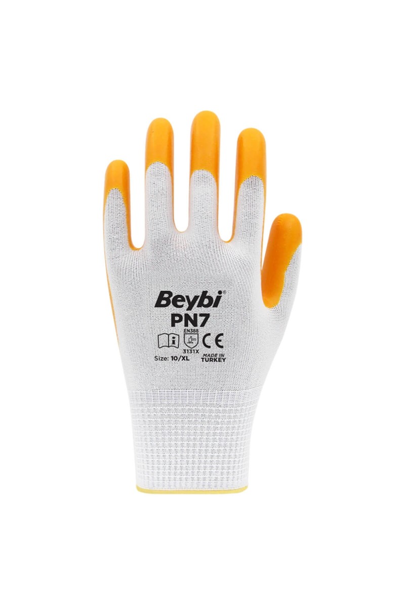 Beybi PN7 Polyester Örme NO:10 Nitril Eldiven