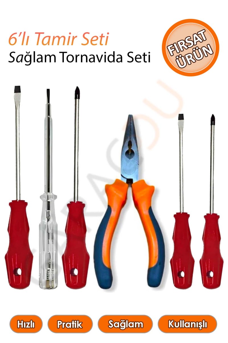 Tornavida Seti 6'lı Kaliteli Tamir Seti Yıldız Tornavida Düz Tornavida Karga Burun Kontrol Kalemi Tornavida Seti 6'lı Kaliteli Tamir Seti Yıldız Tornavida Düz Tornavida Karga Burun Kontrol Kalemi